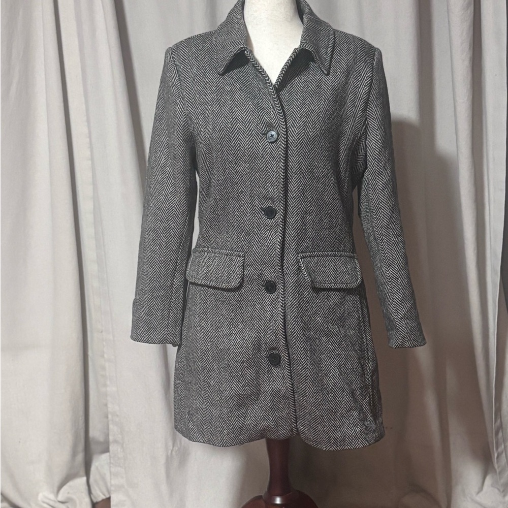 Y2K, Herringbone, Issac Mizrahi For Target Women's Wool‎ Coat, Size Large